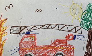 Die dreijährige Leni hat mit ihrem Papa dieses Feuerwehrauto gemalt. - FFW Warburg
