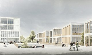 Das Modell für die neue Gesamtschule: Der Entwurf von Staab-Architekten soll an zwei Standorten umgesetzt werden. - Staab Architekten