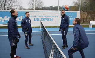 Tim Manstein, Kevin Freiberger, Jarno Peters und André Kording (v.l.) beweisen Ballgefühl. - Gregor Winkler