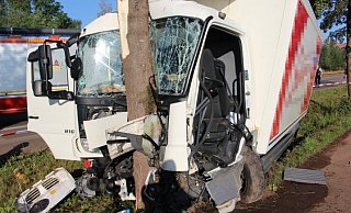Der Lastwagen kollidierte frontal mit dem Straßenbaum. - Finn Luca Zell