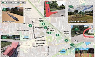 Abschnitt 1 des "Grünen Bandes" im Osten: Gepflasterte Wege verbinden Stationen wie die Spielplätze. - Stadt/Schultheiss/Jonek/NW