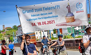 Zum „Einjährigen“ der Vertragsunterzeichnung waren die Mitglieder der Initiative Radentscheid noch vorsichtig optimistisch. - Barbara Franke