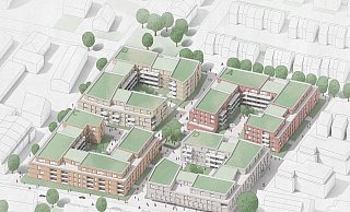 Mehr als 200 Wohnungen sollen auf dem Postareal entstehen. - Visualisierung: behet bondzio lin architekten GmbH & Co. KG, Münster