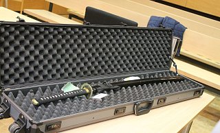 Dieses Samuraischwert soll die Tatwaffe sein. - Jobst Lüdeking