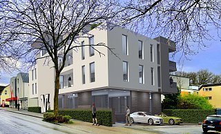 So soll das geplante Wohn- und Geschäftshaus mit Volksbank-Geschäftsstelle in der Detmolder Straße aussehen. - Volksbank