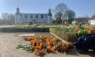 In Schloß Neuhaus wurden erneut die Blumenbeete beschädigt. - Schlosspark- und Lippesee-Gesellschaft