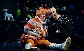 Dicke Freunde: Kater Maurizio di Mauro (Amy Lombardi) und Rabe Jakob Krakel (Alexander Stürmer) retten die Welt. - ©Joseph Heicks