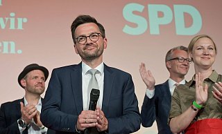 Thomas Kutschaty während der SPD-Wahlparty. - IMAGO/Revierfoto