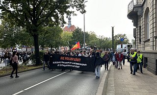 Bei der Demo gegen Polizeigewalt liefen am Rand Demobeobachter mit. - Christina Römer