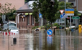 Swisttal am 15. Julo 2021: Straßen im Ortsteil Heimerzheim sind überflutet. - Marius Becker