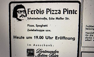 Anzeige zur Eröffnung in der NW. Es gab Pizza und...Zwiebelsuppe. - Heimo Stefula