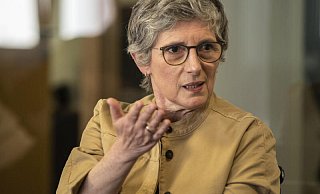 Die Bielefelder Bundestagsabgeordnete Britta Haßelmann (Bündnis 90/Die Grünen) bezieht Stellung zu einer Resolution des Deutschen Bundestages. - Jörg Dieckmann