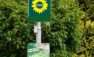 "Wir haben auch massiv Werbung gemacht", sagt Christos Zioudas rückblickend. Nun aber wolle die Partei auf kleine Plakate verzichten. - Bündnis 90/Die Grünen