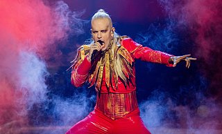 Chris Harms, Sänger von "Lord Of The Lost", steht bei den Proben zu "Eurovision Song Contest 2023 - Unser Lied für Liverpool" auf der Bühne. - Rolf Vennenbernd
