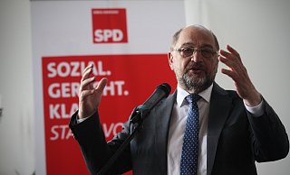 Martin Schulz sprach auf Einladung der Löhner SPD im Alten Wartesaal über die Wichtigkeit der Europawahl. - Felix Eisele