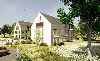 So soll der Neubau auf dem Platz nach den Plänen von Freie Scholle und Bethel.regional aussehen. - Crayen Bergedieck Klasing