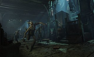 In den dunklen Gängen von "Warhammer 40,000: Darktide" lauert so manche unangenehme Überraschung - wie diese bizarren Ungeheuer. Das Bild zeigt eine frühere Version des Spiels. - Fatshark