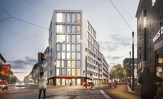 So stellen sich die Architekten das ausgebaute Gebäude am Jahnplatz vor. - Geno Immobilien