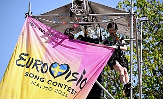 In Malmö laufen die Vorbereitungen für den ESC 2024. - Photo by Johan Nilsson/TT / TT NEWS AGENCY / AFP
