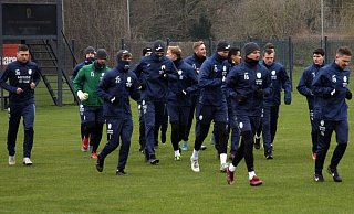 Das Team des FC Gütersloh absolvierte am Sonntag im Hotel Klosterpforte eine Trainingseinheit mit Spaßfaktor. - Gregor Winkler