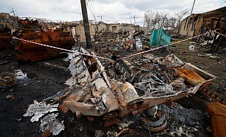 In Butscha wurden die Leichen hunderter ukrainischer Zivilisten gefunden, die gefoltert und getötet wurden. - picture alliance / The Presidential Office of Ukrai