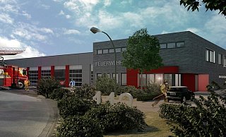 So soll das neue, moderne Feuerwehrgerätehaus in Bad Lippspringe aussehen. - Architekturbüro Brockmeyer und Rüting