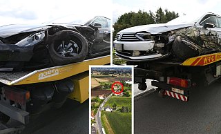 Der Tesla (links) und der Passat wurden schwer beschädigt. Die beiden Fahrer (52 und 36) wurden nur leicht verletzt. - Gerald Dunkel