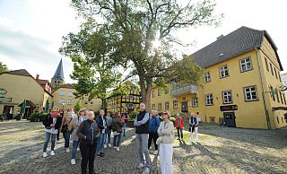 Der Burgmannshof neben dem Marktplatz ist eine Station auf dem Rundgang durch das Zentrum Lübbeckes. Unweit davon erhebt sich die St.-Andreas-Kirche. Sie ist Lübbeckes ältestes Bauwerk. - Joern Spreen-Ledebur