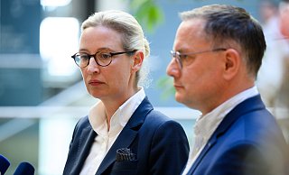 Die AfD-Vorsitzenden Alice Weidel und Tino Chrupalla. - Bernd von Jutrczenka