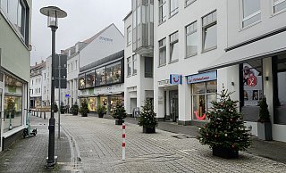 Etwas Weihnachtstimmung sollen Tannenbäumchen in die gesperrten Altstadt-Straßen bringen. - Peter Unger