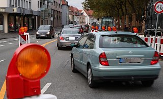 Auch die Baustelle an der Friedrichstraße aufgrund des Neubaus den Zentralen Omnibushaltestelle sorgt phasenweise für Probleme. - Holger Kosbab
