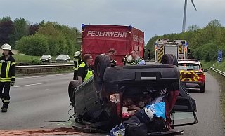 Am Montagnachmittag ist es zu einem Unfall auf der A2 gekommen. Ein Pkw hat sich dabei überschlagen. - Claus Frickemeier