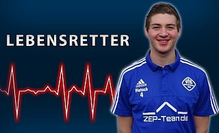 Julian Pietsch vom VfB Schloß Holte 2 handelte auf dem Spielfeld schnell. Er brachte seinen Gegenspieler in die stabile Seitenlage, reanimierte ihn später auch. Nach Aussagen der Notärztin rettete er so seinem Gegenspieler das Leben. - Marcel Grabbe