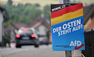 Ein Wahlplakat der AfD hängt an der Bundesstraße 89 im Landkreis Sonneberg. - Martin Schutt