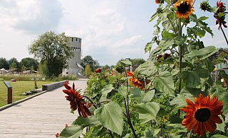 Im Archäologiepark lockt mit einem großen Spielplatz samt Kletterturm. - Huxarium-Gartenpark Höxter