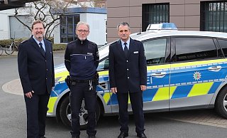 Polizeidirektor Christian Brenski (v. l.), Polizeihauptkommissar Dirk Deselaers, Erster Polizeihauptkommissar Hubertus Albers. - Polizei