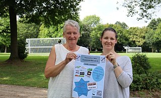 Martina Heimsath, 2. Vorsitzende des TV Obernbeck, und Jennifer Heimsath, Geschäftsführerin, laden herzlich zum großen Fest im Spor- und Freizeitpark ein. - Judith Gladow