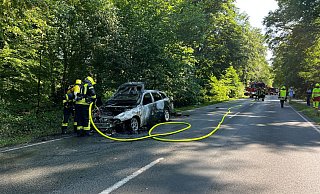 Der Alfa Romeo brannte trotz des schnellen Eingreifens der Einsatzkräfte vollständig aus. - Thorsten Heß