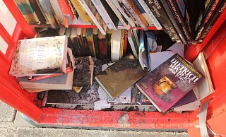 In der Nacht zu Donnerstag haben zwei Jungs aus Bad Oeynhausen und Minden offenbar eine Schneise der Verwüstung in Rehme hinterlassen. Womöglich haben sie auch den Bücherschrank angekokelt. - Ulf Hanke