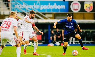 Im Hinspiel gegen Nürnberg glänzte Julian Justvan (r.) in dieser Szene mit einem genialen Hackentrick, der den 2:2-Ausgleich durch Sven Michel ermöglichte. Im Rückspiel wird der SCP-Akteur nun wohl als Linksverteidiger agieren. - Besim Mazhiqi