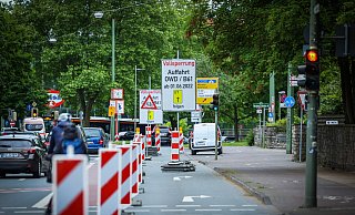 Großbaustellen ab 1. Juni: Im Johannistal wird gebaut, die Auf- und Abfahrten zum OWD werden gesperrt. Im Anschluss wird die Artur-Ladebeck-Straße für Radfahrer umgebaut. - Sarah Jonek