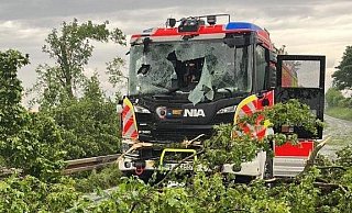 Beim Sturm wurde das neue Fahrzeug im Mai schwer beschädigt. - Archivfoto: Feuerwehr Paderborn