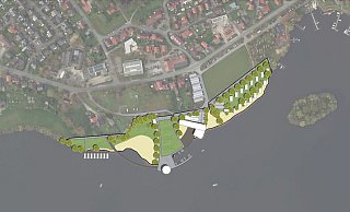 Auf einer Uferlänge von 600 Metern sollen am Nordufer des Lippesees Freizeitangebote entstehen. Es sind beispielsweise Hausboote, ein Naturbad und Ferienwohnungen geplant. - RSK Architekten