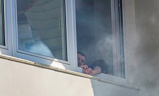 Feuerwehrübung in Abrisshaus in der Bielefelder Innenstadt. - Paul Brinkmann