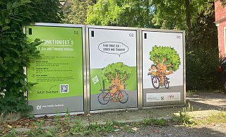 Die drei Fahrradboxen an der Frühherrenstraße. Der Preis der Stellplätze und erst recht die Nutzerzahl erstaunt. - Jobst Lüdeking