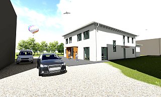 Das neue Haus der Jugend steht im Schatten des großen Parkhauses. Eine Photovoltaikanlage auf dem Dach macht keinen Sinn. - Stadt Bad Oeynhausen