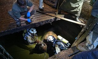 Einsatzkräfte der freiwilligen Feuerwehr Brakel befreien eine Kuh aus einem Gülleschacht (im Jahr 2018). Kein ganz alltäglicher Einsatz - am Samstag feiert der Löschzug Brakel 150-jähriges Jubiläum. - Feuerwehr Brakel