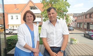 Die CDU möchte bei der nächsten Kommunalwahl ihre Mehrheit im Rahdener Rat verteidigen, sagen die Stadtverbands-Vorsitzende Bianca Winkelmann und Fraktionschef Guido Peitsmeier. - Joern Spreen-Ledebur