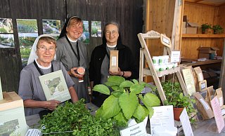 Zum ersten Mal sind die Franziskanerinnern Schwester Petre Kappius (Mitte), Schwester Birgit Bek (l.) und Schwester Brigitta Harsch in Dalheim dabei. Sie sind extra aus Reute angereist. - Johannes Büttner