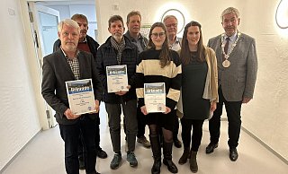 Die Preisträgerinnen und Preisträger: Helmut Haverkamp, Karl-Josef Simon, Josef Krawinkel, Diethelm Giefers, Josef Vogt, Liv Leibmann, Kirstin Hünnefeld. - Ralf T. Mischer